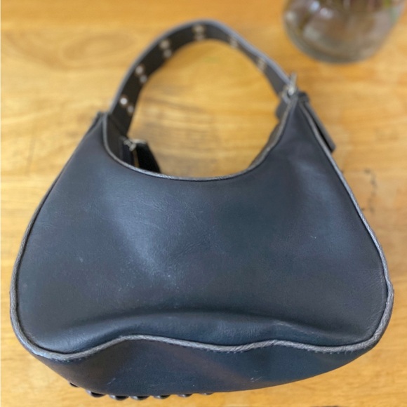 Vintage 1990s Black Mini Handbag with Silver Hardware | Retro Vibes Y2K Style - Picture 5 of 6